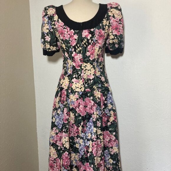VINTAGE 80's Floral Party Dress - Breakin' Loose - M - Picture 11 of 14